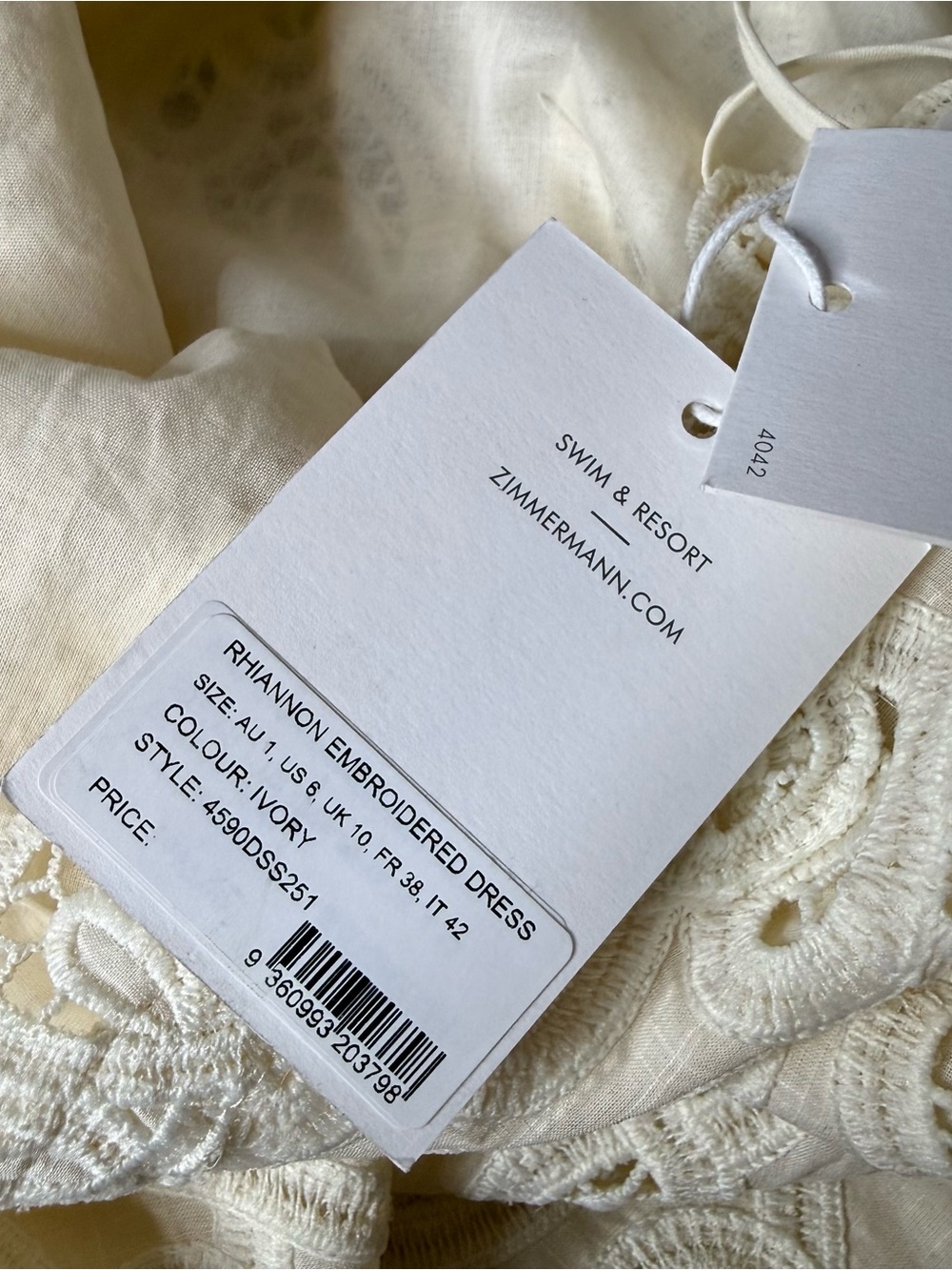 NWT Zimmermann Rhiannon Embroidered Ivory Linen Midi Dress Size 1 US 6 - Picture 11 of 12